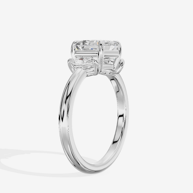 Classic Sincere Three Stone Asscher Engagement Ring (1/3 ct. tw.) in 14K White Gold