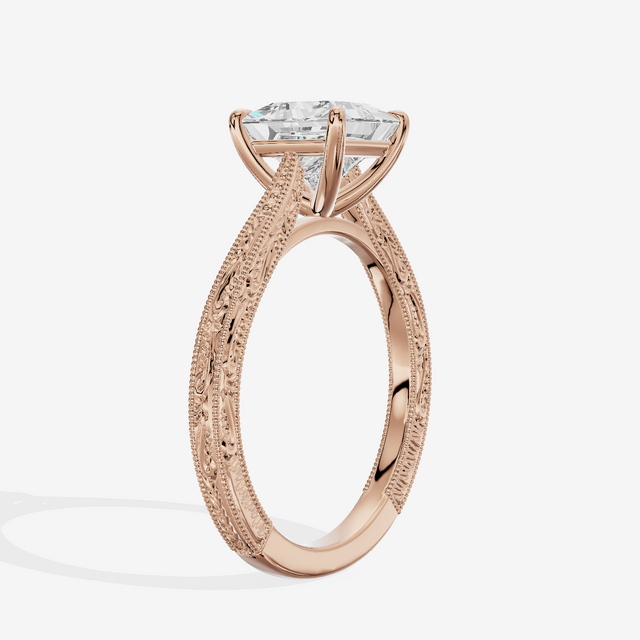 Vintage Vowsae Princess Engagement Ring in 18K Rose Gold