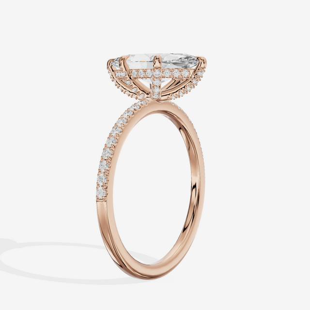 Bowed Sincere Marquise Engagement Ring with Side Stones (1/4 ct. tw.) in 18K Rose Gold