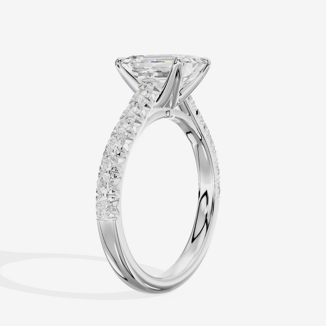 Whispered Sincere Emerald Engagement Ring with Side Stones (2/5 ct. tw.) in Platinum