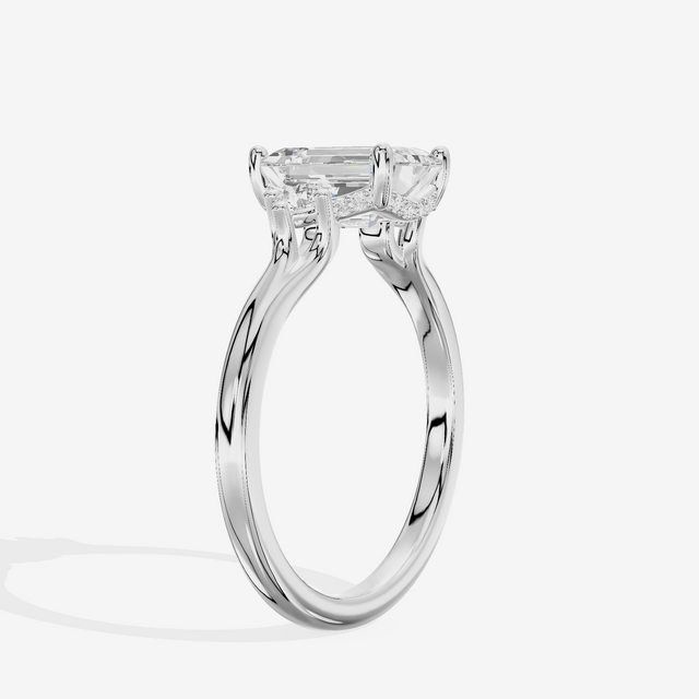 Sincere Three Stone Emerald Engagement Ring (1/6 ct. tw.) in 18K White Gold