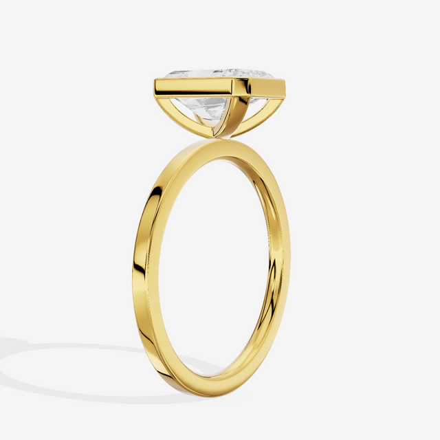 One of One Classic 1.5mm Radiant Bezel Engagement Ring in 14K Yellow Gold