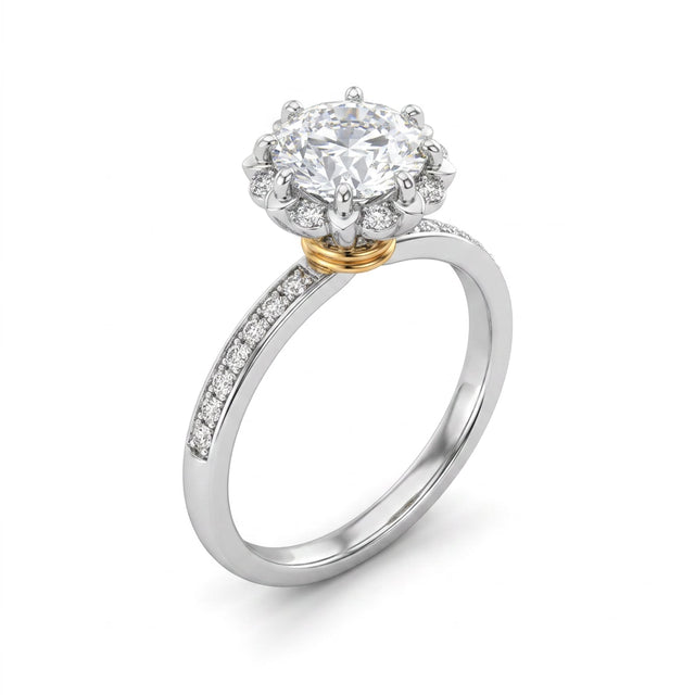 Halo Pavé Round Engagement Ring