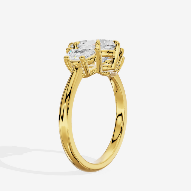 Vintage Sincere Three Stone Pear Engagement Ring (1/2 ct. tw.) in 14K Yellow Gold