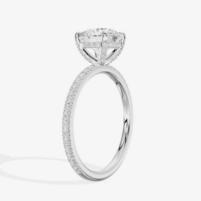 Lustrous Sincere Round Engagement Ring with Side Stones (1/3 ct. tw.) in 14K White Gold