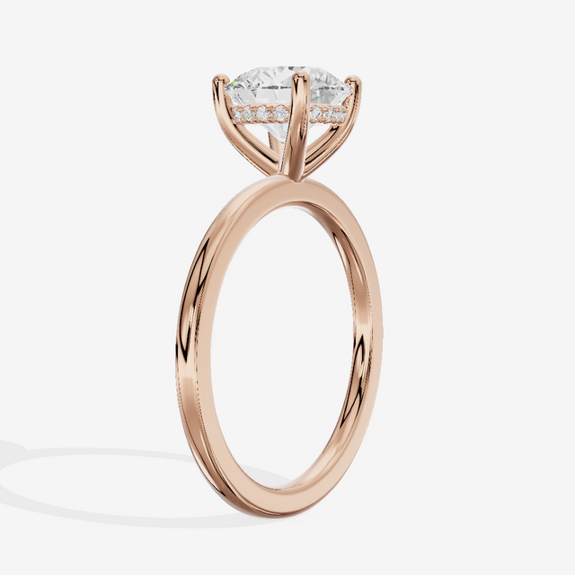 Vowsae Hidden Halo Round Engagement Ring (1/20 ct. tw.) in 14K Rose Gold