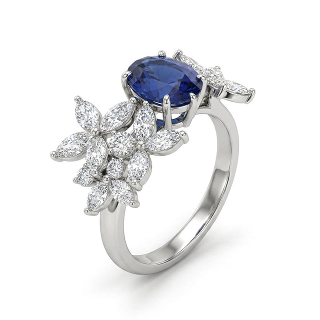 Cluster Oval Engagement Ring (1.67 ct. tw.) in 18K White Gold