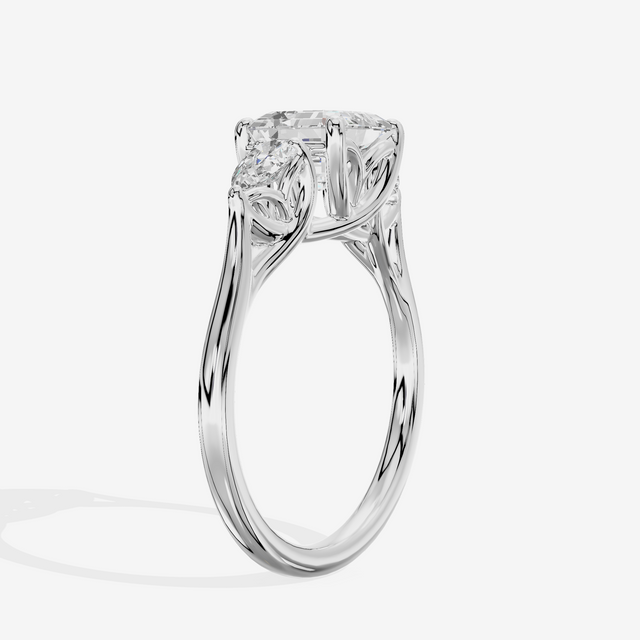 Grand Vowsae Three Stone Asscher Engagement Ring (2/5 ct. tw.) in 18K White Gold