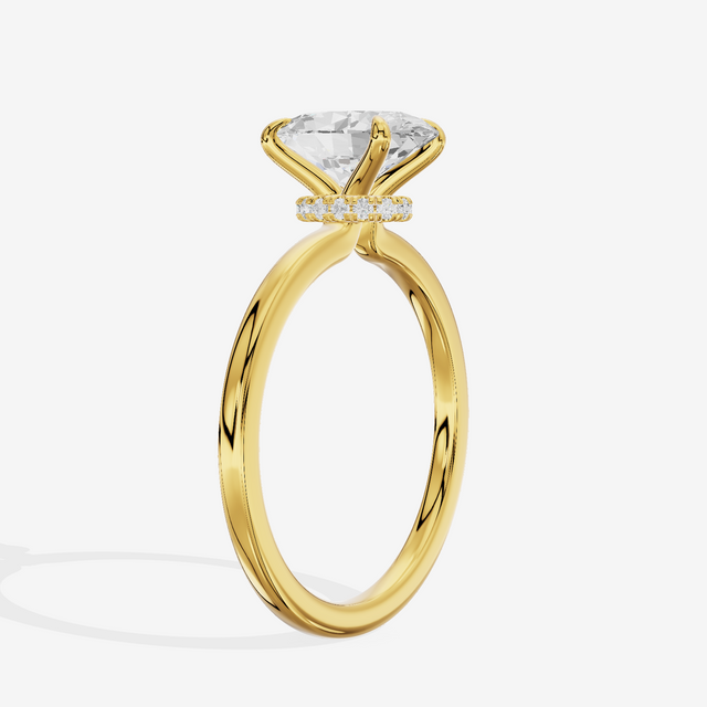 Sincere Halo Oval Engagement Ring (1/15 ct. tw.) in 14K Yellow Gold