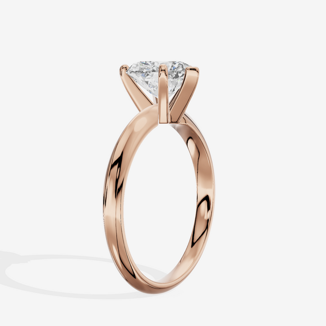 Classic Vowsae 2.5mm Heart Six-Prong Engagement Ring in 14K Rose Gold