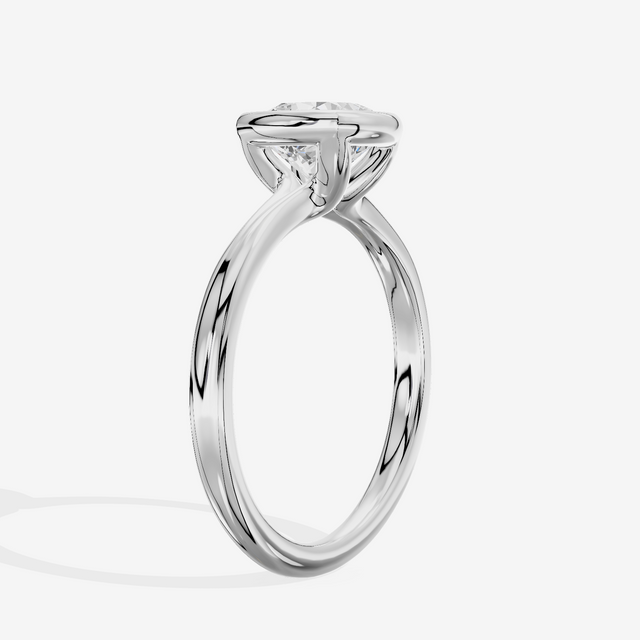 Coeurine Bezel 2mm Cushion Solitaire Engagement Ring in 14K White Gold