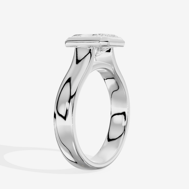 Cherubine 4mm Radiant Bezel Engagement Ring in 14K White Gold