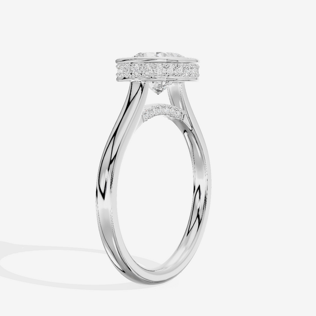 Sincere Hidden Halo Cushion Engagement Ring (1/6 ct. tw.) in 14K White Gold