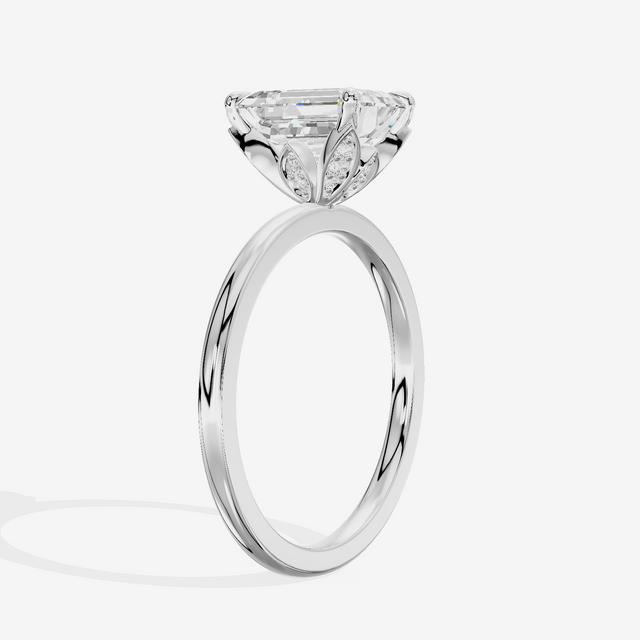 Whispered Vowsae Emerald Engagement Ring with Side Stones (1/15 ct. tw.) in Platinum