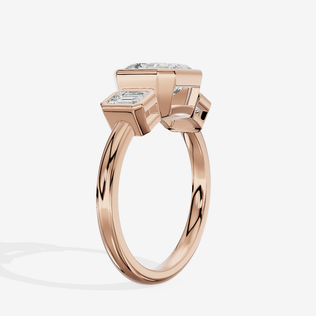 Selenia Three Stone Asscher Engagement Ring (1/2 ct. tw.) in 18K Rose Gold