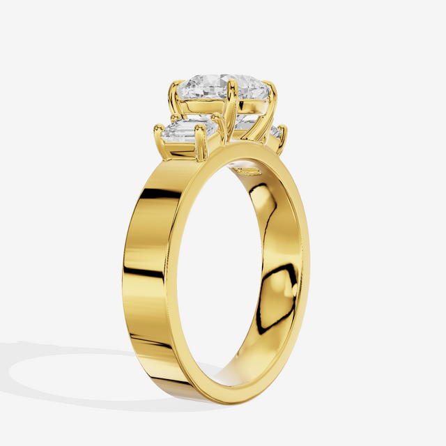Vintage Vowsae Three Stone Cushion Engagement Ring (1/2 ct. tw.) in 14K Yellow Gold