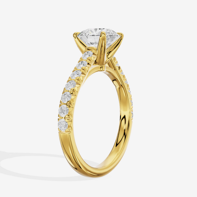 Whispered Sincere Round Engagement Ring with Side Stones (2/5 ct. tw.) in 18K Yellow Gold