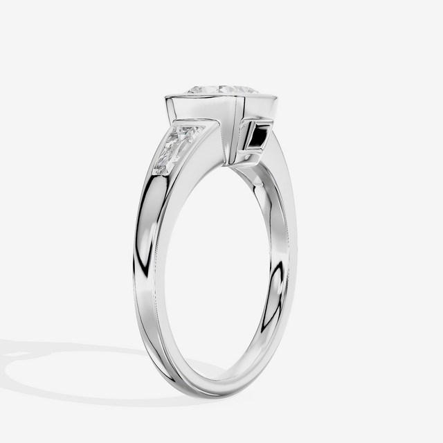 Modern Triade Cushion Three Stone Engagement Ring (1/2 ct. tw.) in 14K White Gold