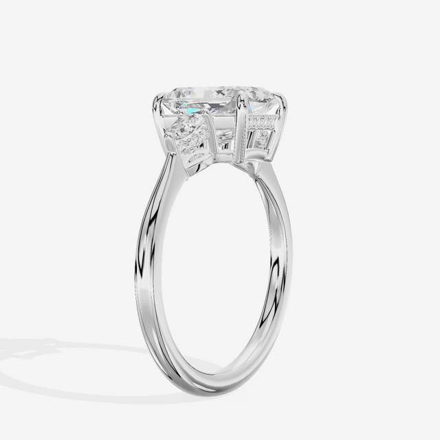 Petite Vowsae Three Stone Radiant Engagement Ring (1/4 ct. tw.) in 18K White Gold