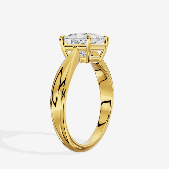 Aimora Trellis 2mm Princess Solitaire Engagement Ring in 18K Yellow Gold
