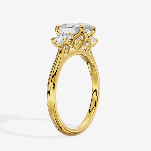 Eternal Sincere Three Stone Oval Engagement Ring (1/2 ct. tw.) in 18K Yellow Gold