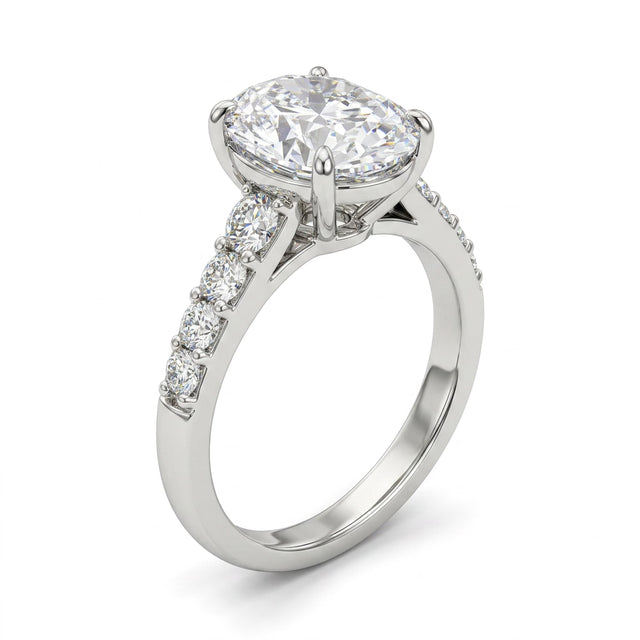 Hidden Halo Oval Engagement Ring (4.01 ct. tw.) in 14K White Gold