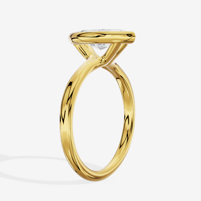 Coeurine Bezel 2mm Marquise Solitaire Engagement Ring in 14K Yellow Gold
