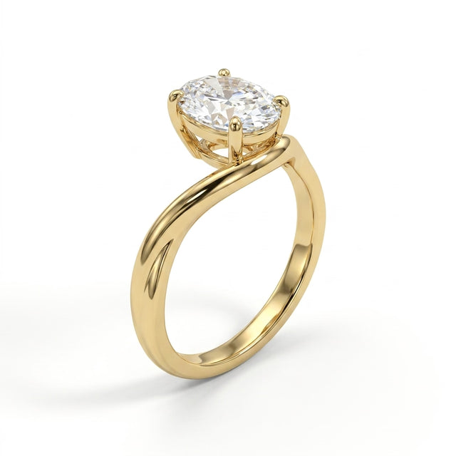 Solitaire Twist Oval Engagement Ring (1.05 ct.) in 14K Yellow Gold