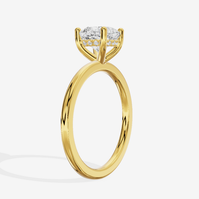 Vowsae Hidden Halo Cushion Engagement Ring (1/20 ct. tw.) in 18K Yellow Gold