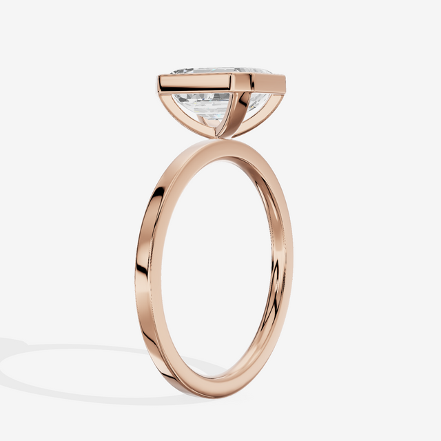 One of One Classic 1.5mm Emerald Bezel Engagement Ring in 18K Rose Gold