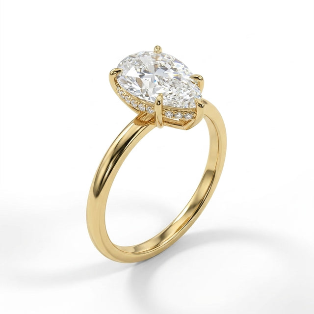 Hidden Halo Pear Engagement Ring (3.22 ct. tw.) in 18K Yellow Gold