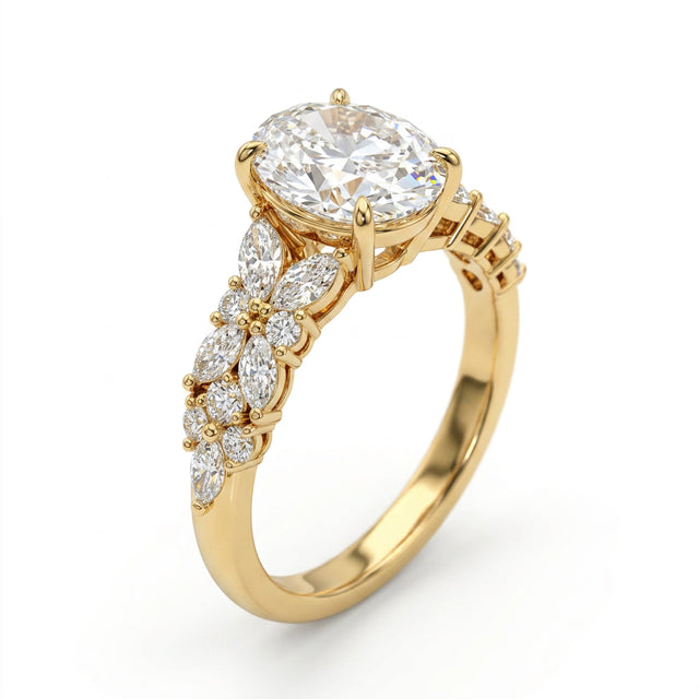 Cluster Oval Engagement Ring (3.36 ct. tw.) in 18K Yellow Gold