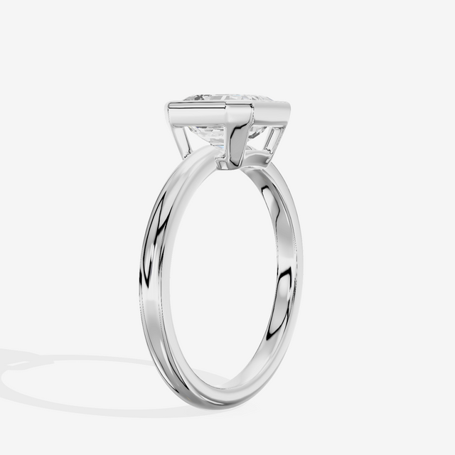 Tensare Bezel 2mm Asscher Solitaire Engagement Ring in Platinum