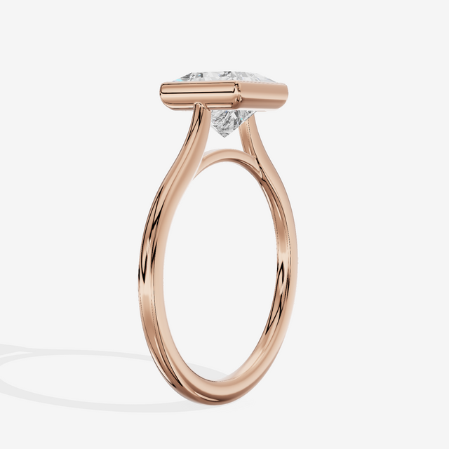 Petite Vowsae 1.5mm Princess Bezel Engagement Ring in 14K Rose Gold