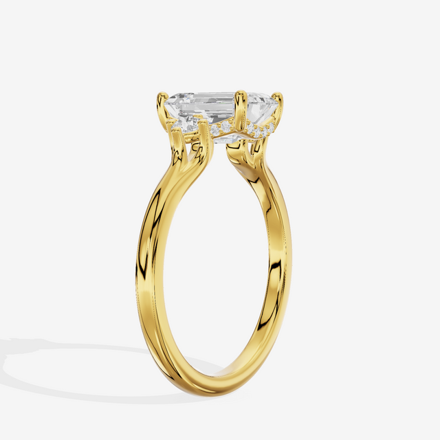 Sincere Three Stone Emerald Engagement Ring (1/6 ct. tw.) in 18K Yellow Gold
