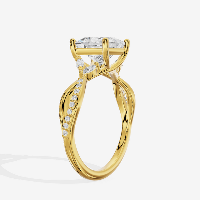 Petite Twine Princess Twisted Engagement Ring (1/5 ct. tw.) in 18K Yellow Gold