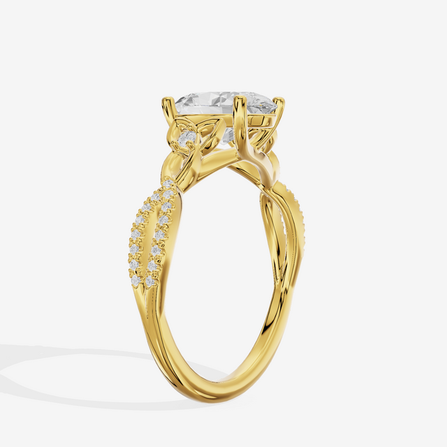 Luxe Sincere Oval Engagement Ring with Side Stones (1/10 ct. tw.) in 14K Yellow Gold