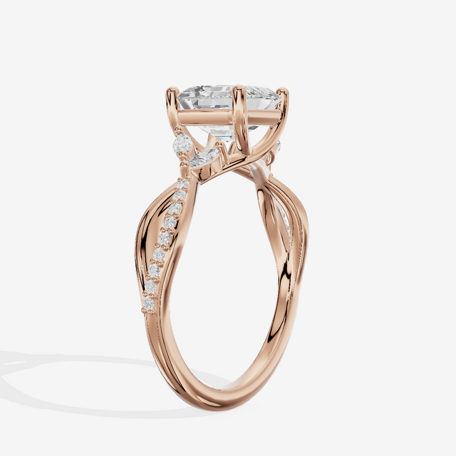 Petite Twine Asscher Twisted Engagement Ring (1/5 ct. tw.) in 14K Rose Gold