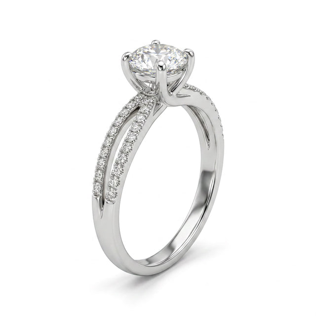 Cathedral Solitaire Split Shank Round Engagement Ring (1/2 ct. tw.) in 18K White Gold