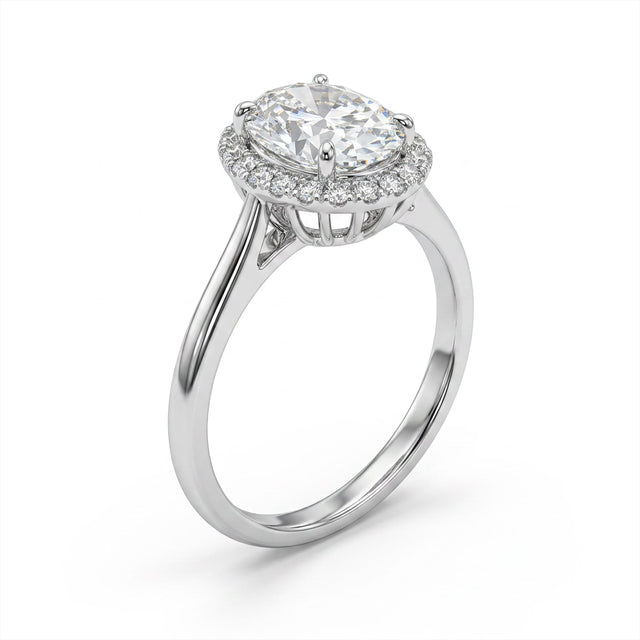 Halo Oval Engagement Ring (1.59 ct. tw.) in 18K White Gold