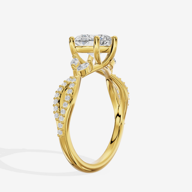 Luxe Lumera Heart Engagement Ring with Side Stones (1/4 ct. tw.) in 14K Yellow Gold