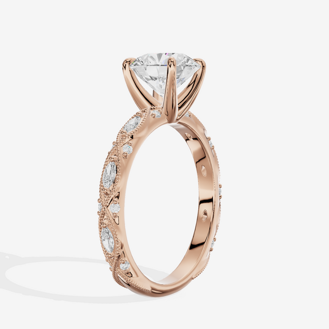 Vintage Whisper Round Engagement Ring (1/4 ct. tw.) in 18K Rose Gold
