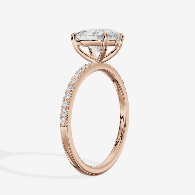 Tender Vowsae Oval Engagement Ring with Side Stones (1/8 ct. tw.) in 18K Rose Gold