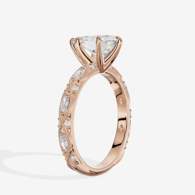Vintage Whisper Pear Engagement Ring (1/4 ct. tw.) in 18K Rose Gold