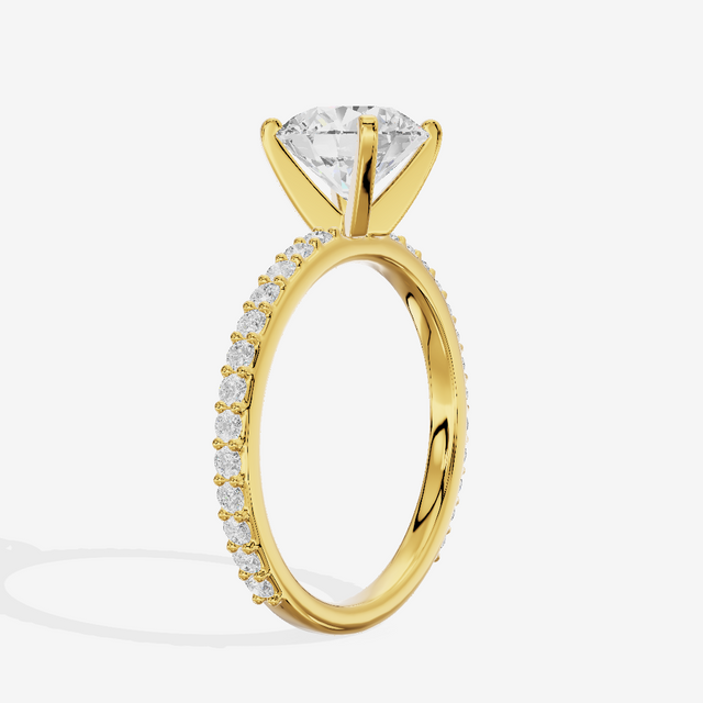 Petite Trellise Round Engagement Ring with Side Stones (1/3 ct. tw.) in 18K Yellow Gold
