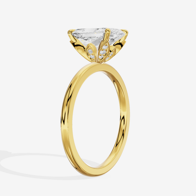 Whispered Vowsae Radiant Engagement Ring with Side Stones (1/15 ct. tw.) in 14K Yellow Gold