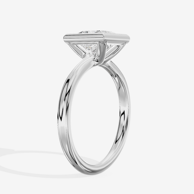 Coeurine Bezel 2mm Princess Solitaire Engagement Ring in Platinum