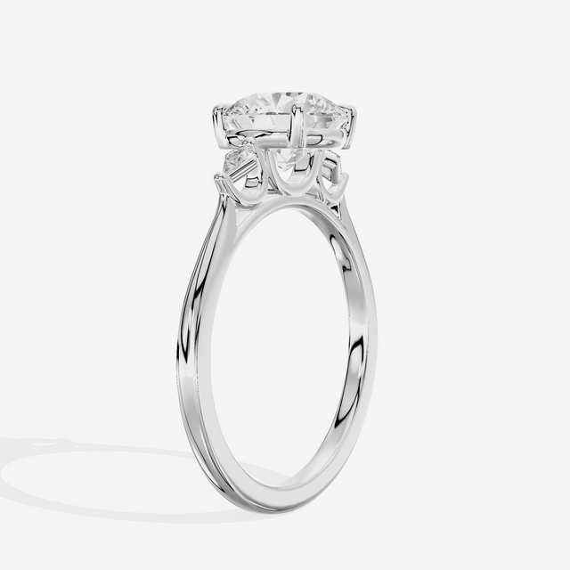 Petite Sincere Three Stone Round Engagement Ring (1/15 ct. tw.) in 18K White Gold