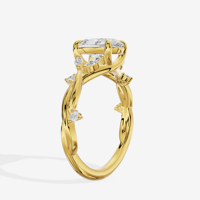 Twined Vowsae Oval Twisted Engagement Ring (1/6 ct. tw.) in 14K Yellow Gold