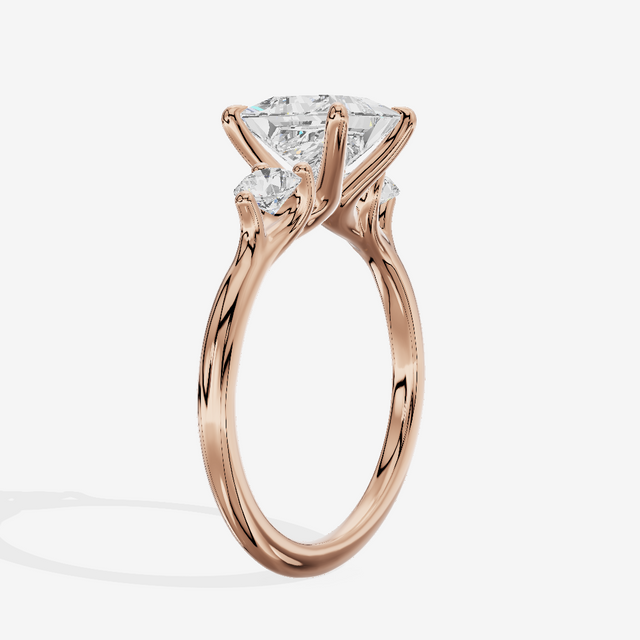 Eternal Vowsae Three Stone Princess Engagement Ring (1/3 ct. tw.) in 14K Rose Gold
